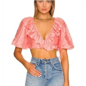 Tularosa Hailey Wrap Top Coral Pink